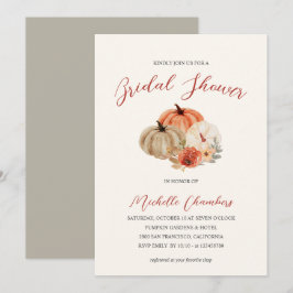 Autumn Pumpkins Flowers Elegant Vrijgezellenfeest Kaart