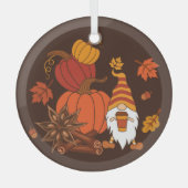Autumn Pumpkins Gnome Spice Kaart Glas Ornament (Voorkant)