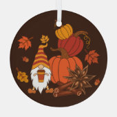 Autumn Pumpkins Gnome Spice Kaart Glas Ornament (Achterkant)