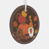 Autumn Pumpkins Gnome Spice Kaart Glas Ornament (Voorkant Rechts)