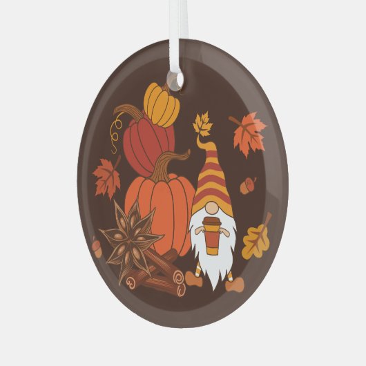 Autumn Pumpkins Gnome Spice Kaart Glas Ornament (Voorkant links)