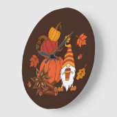 Autumn Pumpkins Gnome Spice Kaart Grote Klok (Hoek)