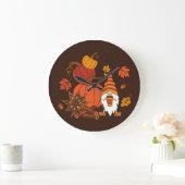 Autumn Pumpkins Gnome Spice Kaart Grote Klok (Huis)