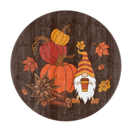 Autumn Pumpkins Gnome Spice Kaart Snijplank (Voorkant)