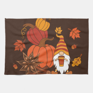 Autumn Pumpkins Gnome Spice Kaart Theedoek
