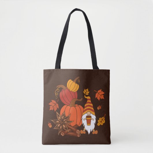 Autumn Pumpkins Gnome Spice Kaart Tote Bag (Voorkant)