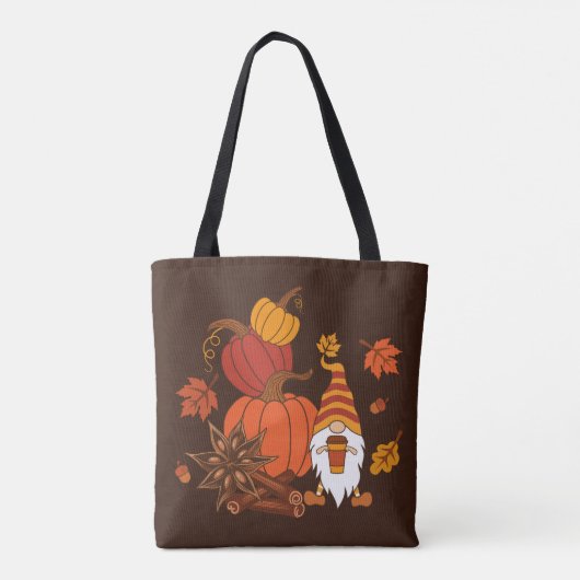 Autumn Pumpkins Gnome Spice Kaart Tote Bag (Achterkant)