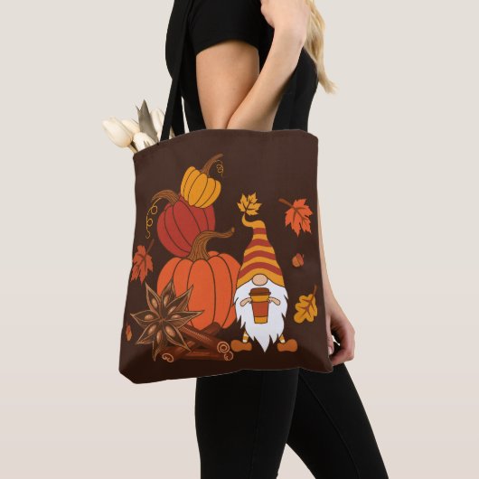 Autumn Pumpkins Gnome Spice Kaart Tote Bag (Dichtbij)