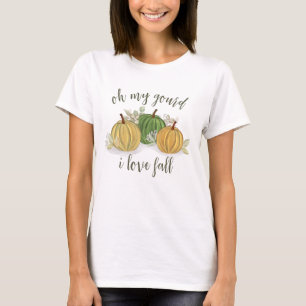 Autumn Pumpkins Gourd I Love Herfst Waterverf T-shirt