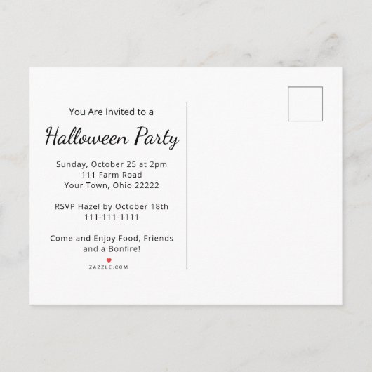 Autumn Pumpkins Harvest Folk Art Halloween Party Uitnodiging Briefkaart (Achterkant)