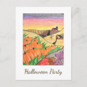 Autumn Pumpkins Harvest Folk Art Halloween Party Uitnodiging Briefkaart (Voorkant)