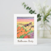 Autumn Pumpkins Harvest Folk Art Halloween Party Uitnodiging Briefkaart (Staand voorkant)