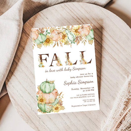 Autumn Pumpkins Herfst in liefde Baby shower Kaart