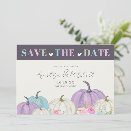 Autumn Pumpkins Herfst Save The Date (Staand voorkant)