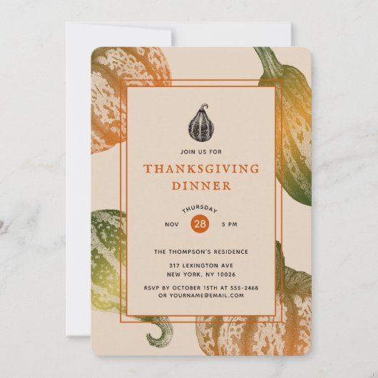 Autumn Pumpkins Ink Stipple Tekening Kaart (Voorkant)