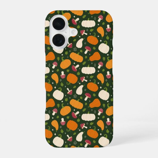 Autumn Pumpkins & Mushrooms Seamless Pattern Phone iPhone 16 Hoesje (Achterkant)