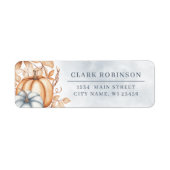 Autumn Pumpkins Oranje Grey Return Address Label (Voorkant)