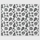 Autumn Pumpkins Patroon Inkt Stipple Tekening Cadeaupapier (Vlak)