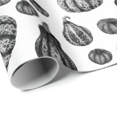 Autumn Pumpkins Patroon Inkt Stipple Tekening Cadeaupapier (Rol Hoek)