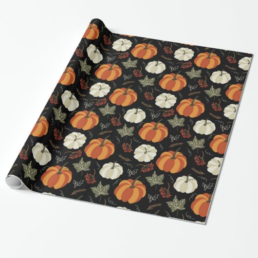 Autumn Pumpkins Pattern Cadeaupapier (Uitgerold)