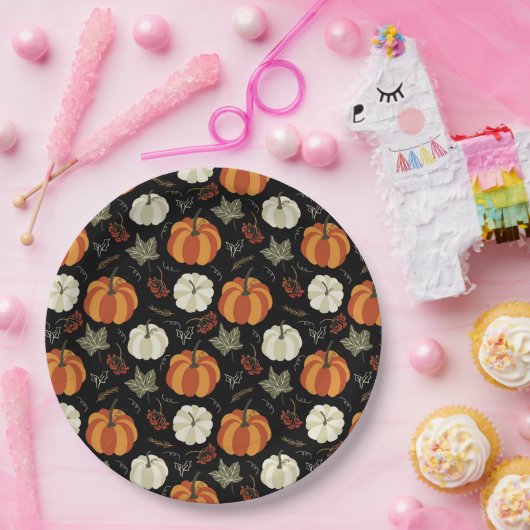 Autumn Pumpkins Pattern Papieren Bordje (Feest)