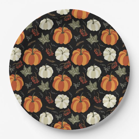 Autumn Pumpkins Pattern Papieren Bordje (Voorkant)