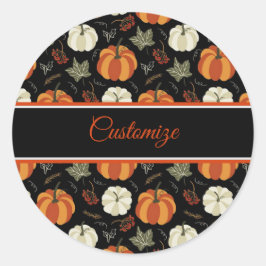 Autumn Pumpkins Pattern Ronde Sticker