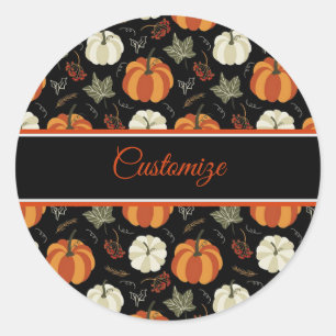 Autumn Pumpkins Pattern Ronde Sticker