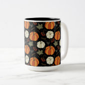 Autumn Pumpkins Pattern Tweekleurige Koffiemok (Voorkant rechts)