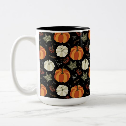 Autumn Pumpkins Pattern Tweekleurige Koffiemok (Links)