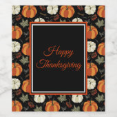 Autumn Pumpkins Pattern Wijn Etiket (Enkel label)