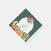 Autumn Pumpkins Pink Floral Birthday Party Servet (Hoek)