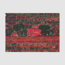 Autumn Pumpkins Red Black Brick Achtergrond