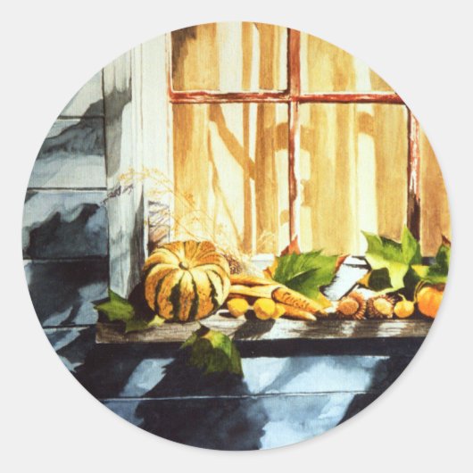 Autumn Pumpkins Ronde Sticker (Voorkant)