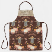 Autumn Pumpkins Scarecrow Happy Herfst Familienaam Schort (Voorkant)