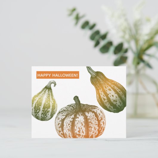 Autumn Pumpkins Stipple Drawing Briefkaart (Staand voorkant)