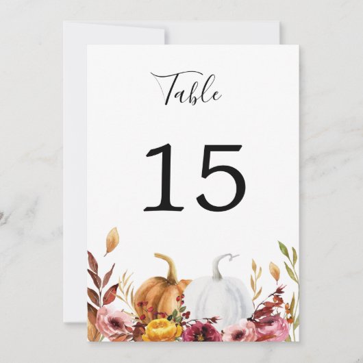 Autumn Pumpkins Table Number Kaart (Voorkant)