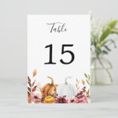 Autumn Pumpkins Table Number Kaart (Staand voorkant)