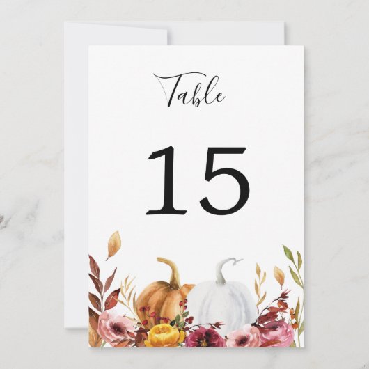 Autumn Pumpkins Table Number Kaart (Achterkant)