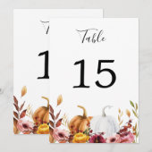 Autumn Pumpkins Table Number Kaart (Voorkant / Achterkant)