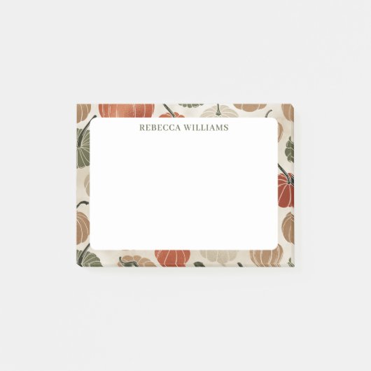 Autumn Pumpkins Thanksgiving Name Sjabloon Post-it® Notes (Voorkant)