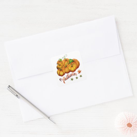 Autumn pumpkins vierkante sticker (Envelop)