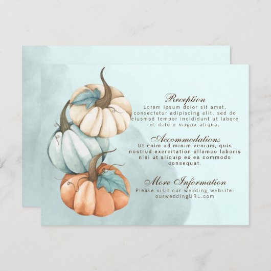 Autumn Pumpkins Wedding Enclosure Informatiekaartje (Voorkant / Achterkant)
