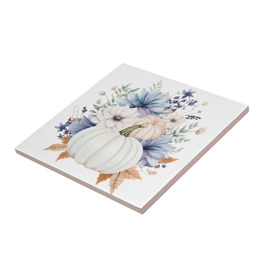 Autumn Punpkin Floral Ceramic Tile Tegeltje (Zijkant)