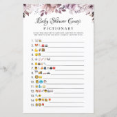 Autumn Purple Flowers Baby shower Emoji Game (Voorkant)