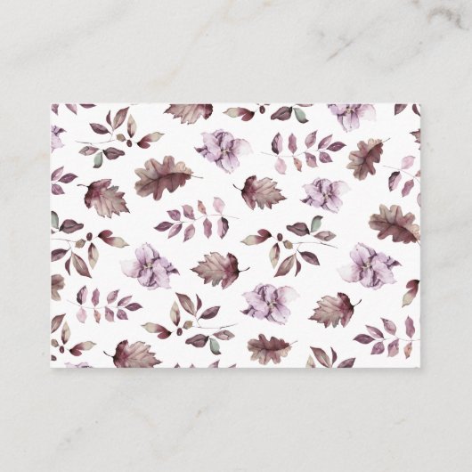 Autumn Purple Flowers pomkin Diaper Raffle Informatiekaartje (Achterkant)