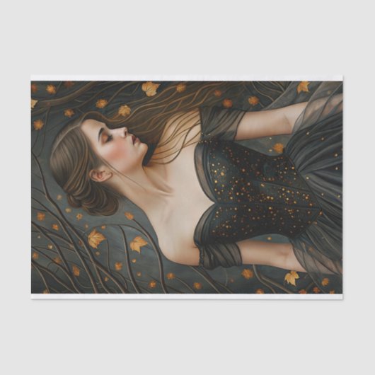 Autumn Queen Black Gown Elegant Decoupage Tissuepapier (Voorkant)