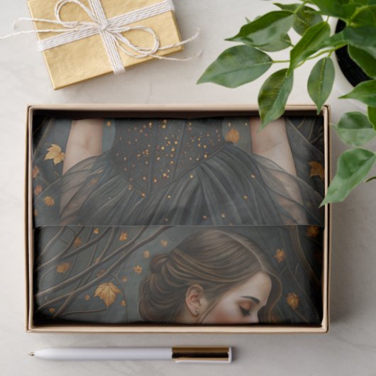 Autumn Queen Black Gown Elegant Decoupage Tissuepapier (Geschenk)