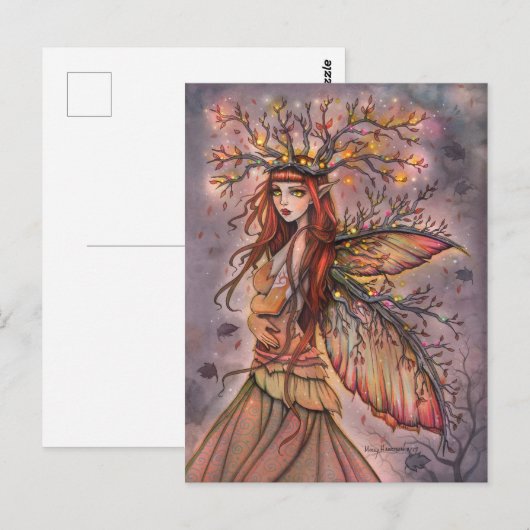 Autumn Queen Fantasy Art beroemd gemaakt door Moll Briefkaart (Voorkant / Achterkant)