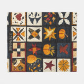 Autumn Quilt Block Pattern | rustieke oogst Fleece Deken (Voorkant (Horizontaal))